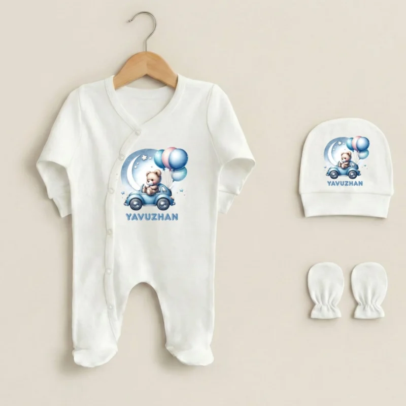 Surucu Ayicik Baskili 3lu Tulum Set