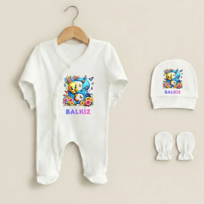 Tweety Baskili 3lu Bebek Tulumu