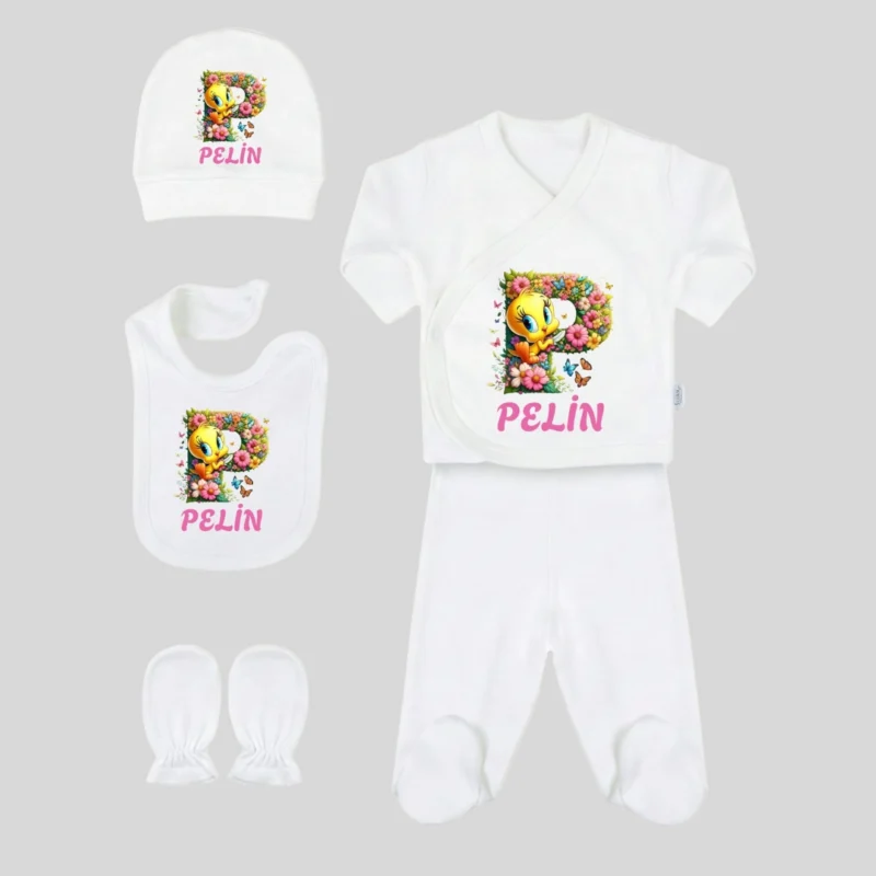 Tweety ve Harf Desenli 5li Hastane Cikis Seti