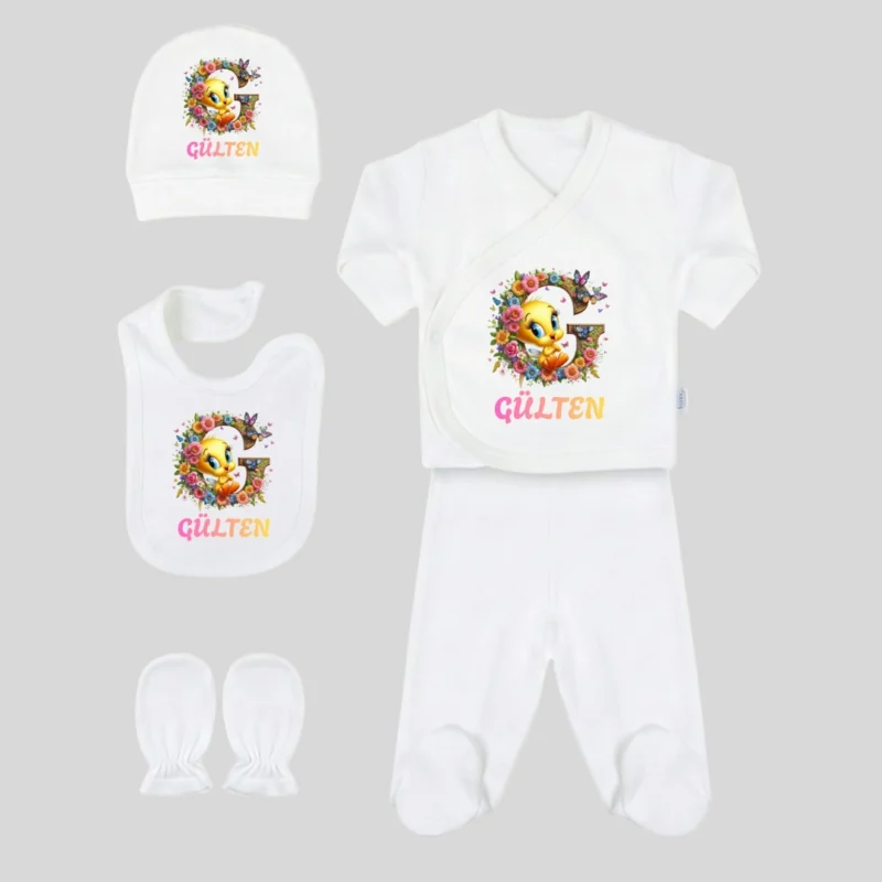 Tweety ve Harf Motifli 5li Hastane Cikis Seti