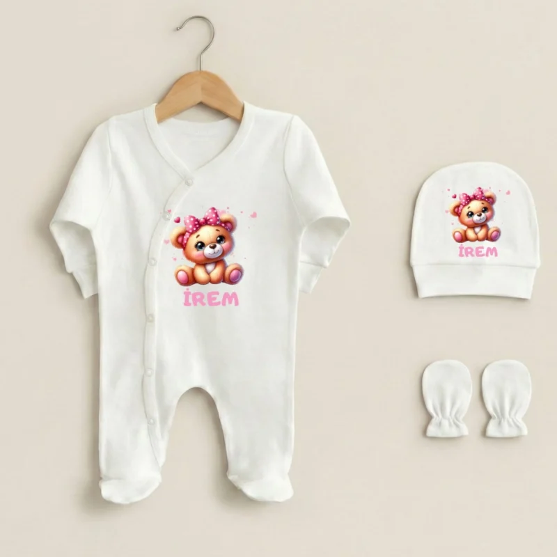 Uclu Tulum Set Sevimli Ayicik Baskili