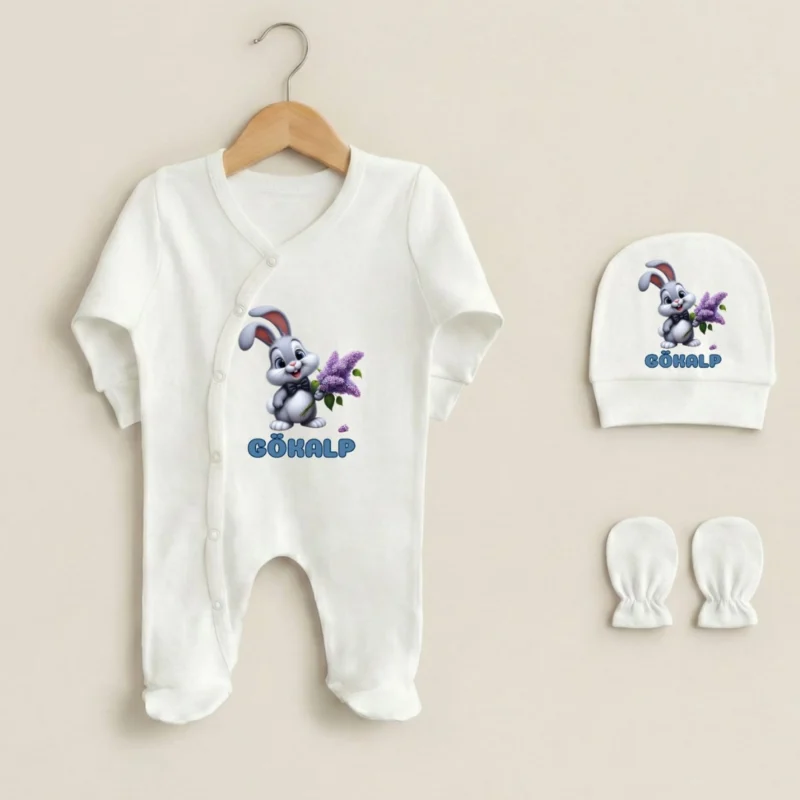 Uclu Tulum Set Sevimli Tavsan Baskili