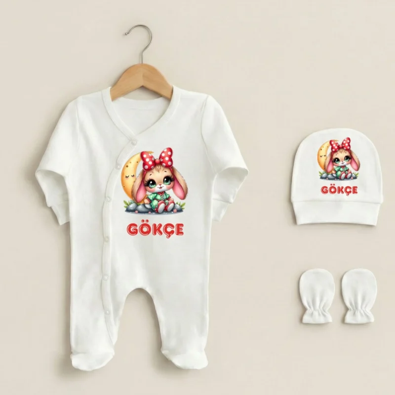 Uclu Tulum Set Sevimli Tavsancik Baskili