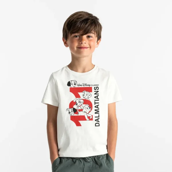 101 Dalmacyali Erkek Cocuk Tisort – Walt Disney Classic Dalmatians Baskili Beyaz T Shirt