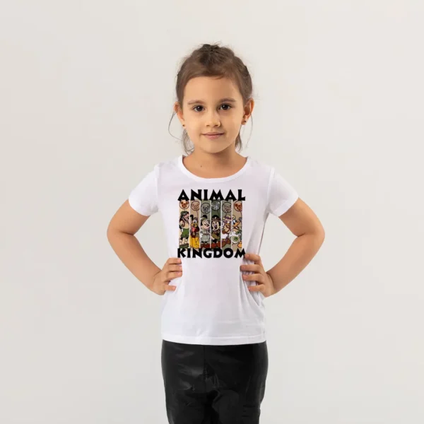 Animal Kingdom Disney Karakterler Baskili Kiz Cocuk Tisortu – Mickey Mouse ve Arkadaslari Desenli Cocuk T Shirt