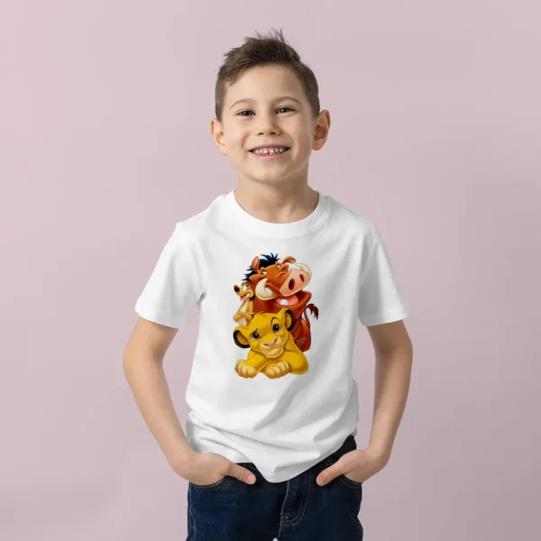 Erkek Cocuk Aslan Kral Simba Timon Pumba Baskili Tisort – Disney Cizgi Film Karakterli Cocuk Tisort