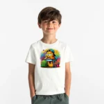 Erkek Çocuk Garfield Okul Temalı Baskılı Tişört