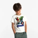 Erkek Çocuk Marvel Avengers Iron Man Hulk Captain America Baskılı Tişört