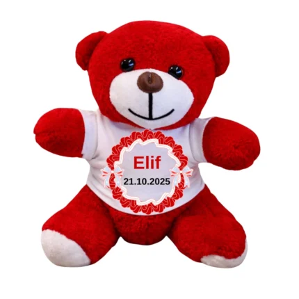 Kişiye Özel Baskılı Kırmızı Peluş Ayıcık