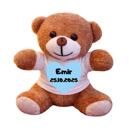 Kişiye Özel Baskılı Koyu Kahverengi Peluş Ayıcık