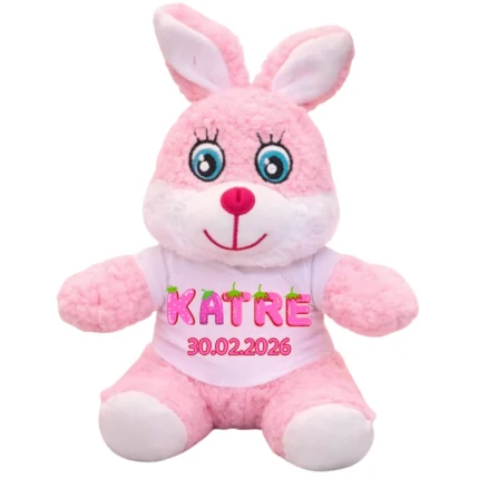 Kişiye Özel Baskılı Pembe Tavşan Peluş