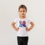 Kız Çocuk Elsa Anna Olaf Baskılı Tişört