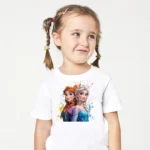 Kız Çocuk Elsa ve Anna Baskılı Tişört