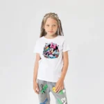 Kız Çocuk Minnie Mouse Gökkuşağı Baskılı Tişört
