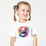Kız Çocuk Renkli Ayıcık Baskılı Tişört