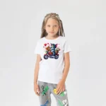 Kız Çocuk Tom Jerry Bisiklet Baskılı Tişört