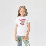 Labubu Pembe Baskılı Kız Çocuk Tişörtü