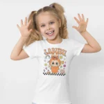 Labubu Turuncu Retro Baskılı Kız Çocuk Tişörtü