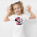 Minnie Mouse ve Marie Kedi Baskılı Kız Çocuk Tişörtü