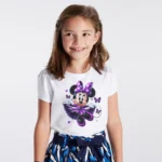 Mor Minnie Mouse Kız Çocuk Tişört