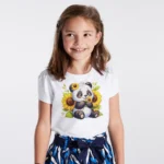 Panda Ayçiçeği Kız Çocuk Tişört