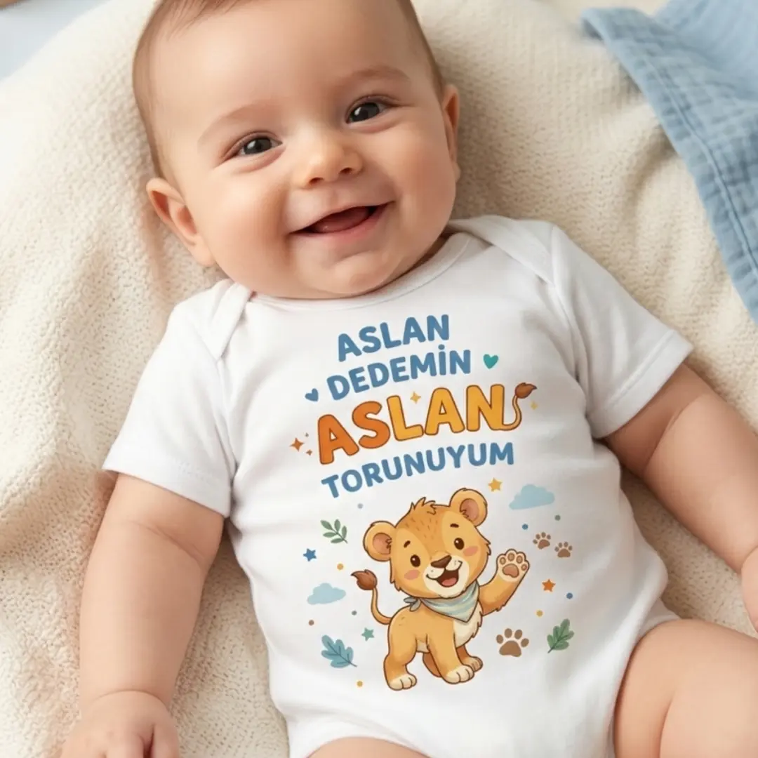 Aslan Dedemin Aslan Torunuyum Baskılı Zıbın