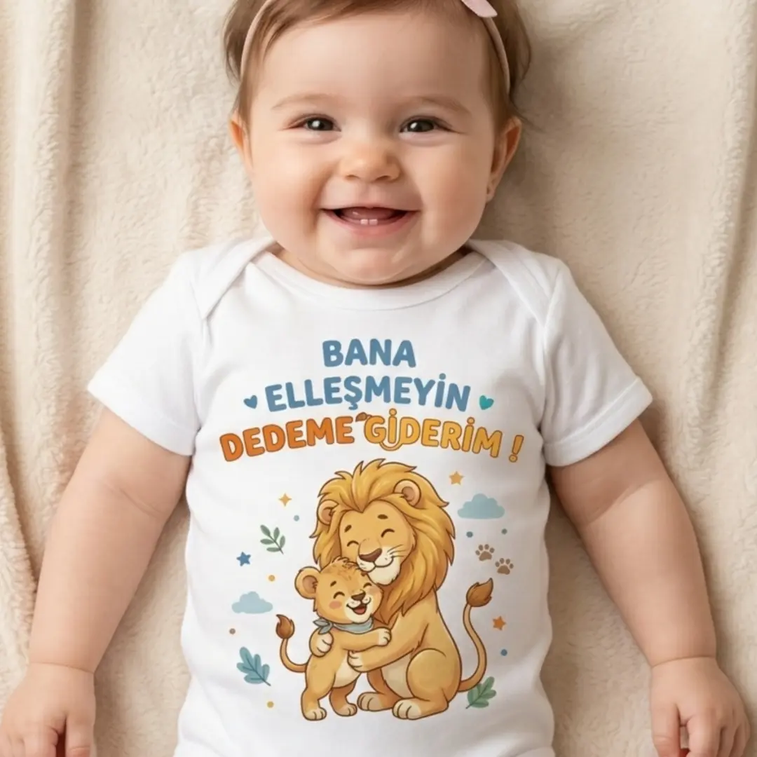 Bana Elleşmeyin Dedeme Giderim Baskılı Zıbın