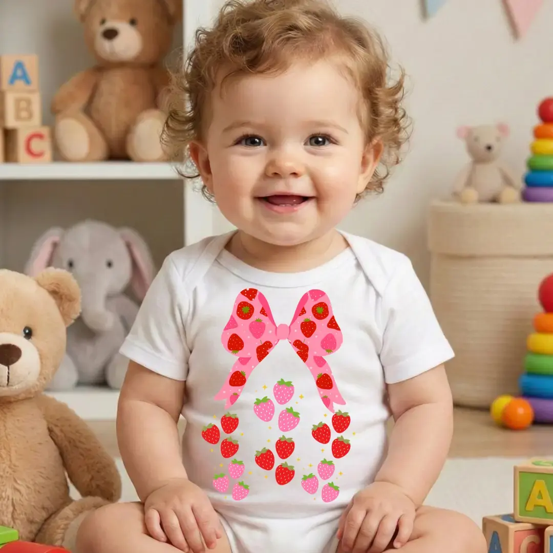 Çilekli Kızımı Seviyorum Baskılı Zıbın