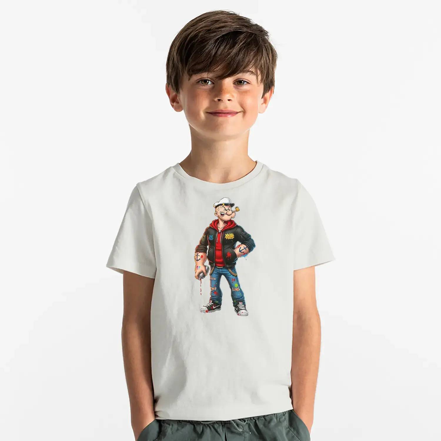 Denizci Temalı Karakter Baskılı Erkek Çocuk Tişört