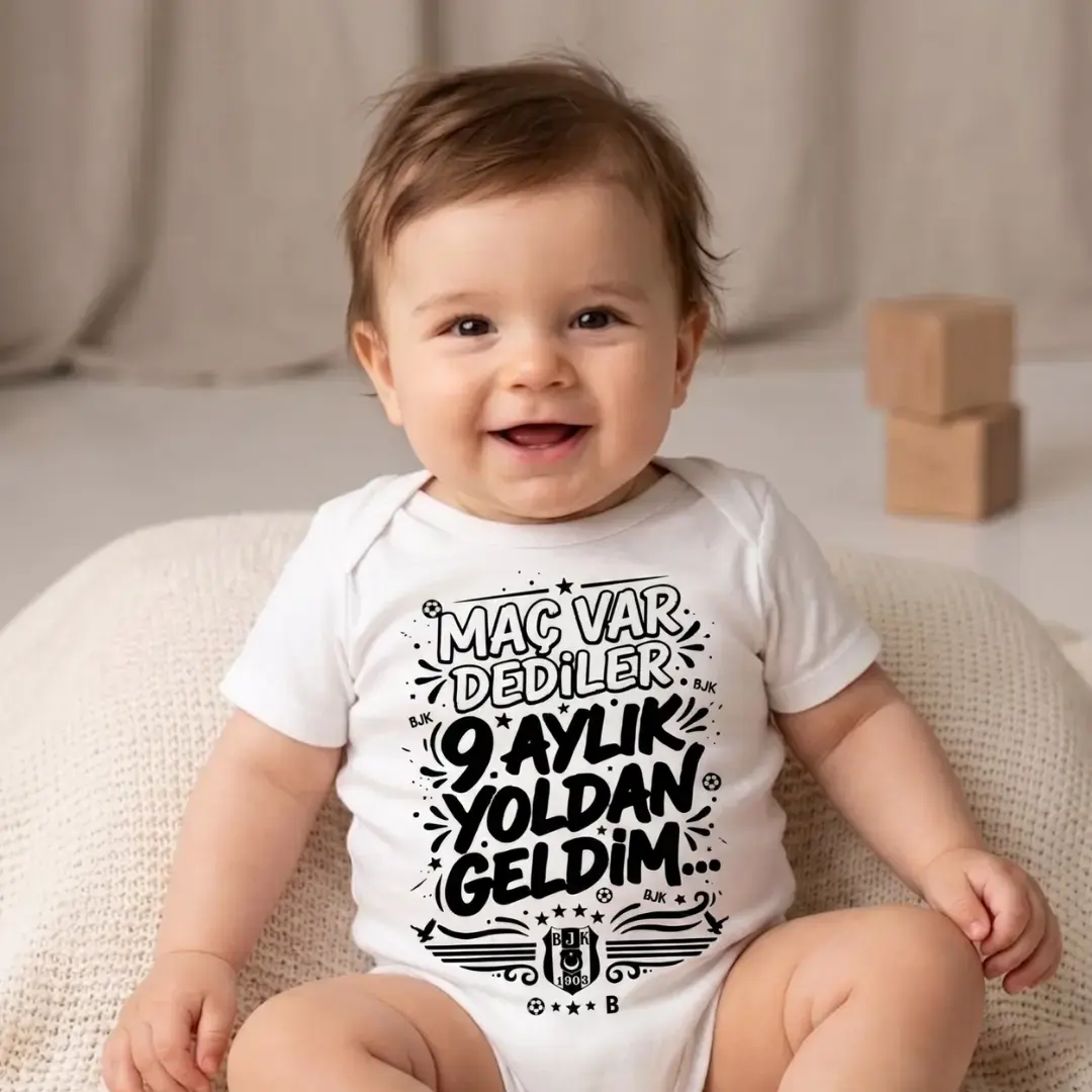 Maç Var Dediler 9 Aylık Yoldan Geldim Beşiktaş Taraftar Baskılı Zıbın