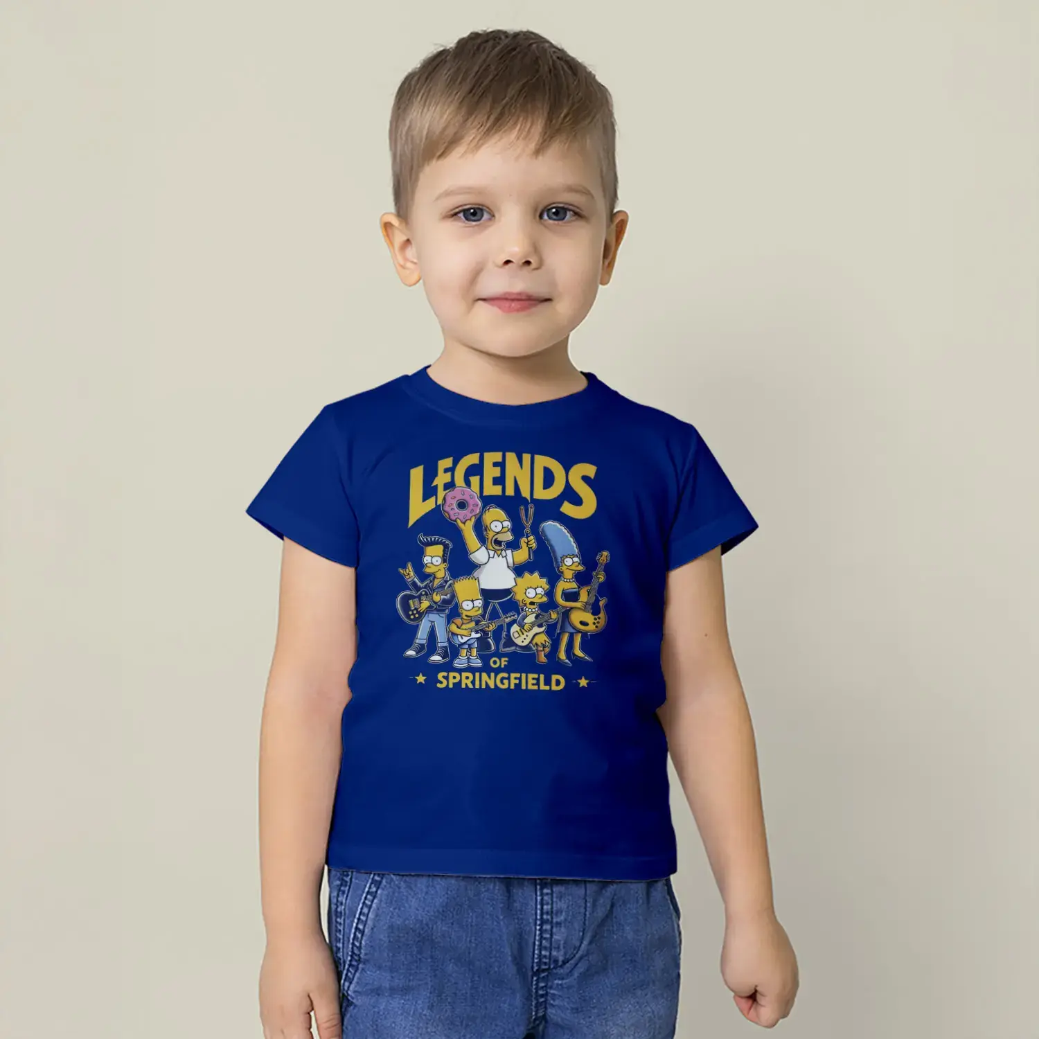 Rock Yapan Sarı Aile Karakterleri Baskılı Erkek Çocuk Tişört - Görsel 2