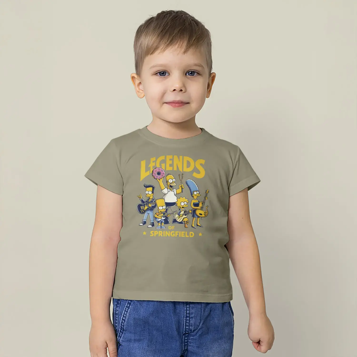 Rock Yapan Sarı Aile Karakterleri Baskılı Erkek Çocuk Tişört - Görsel 3