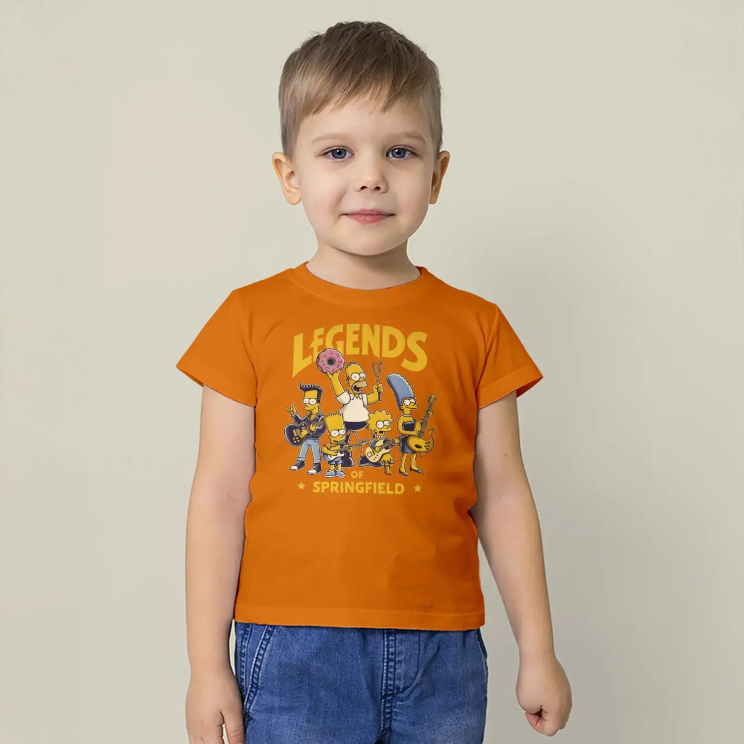 Rock Yapan Sarı Aile Karakterleri Baskılı Erkek Çocuk Tişört - Görsel 4