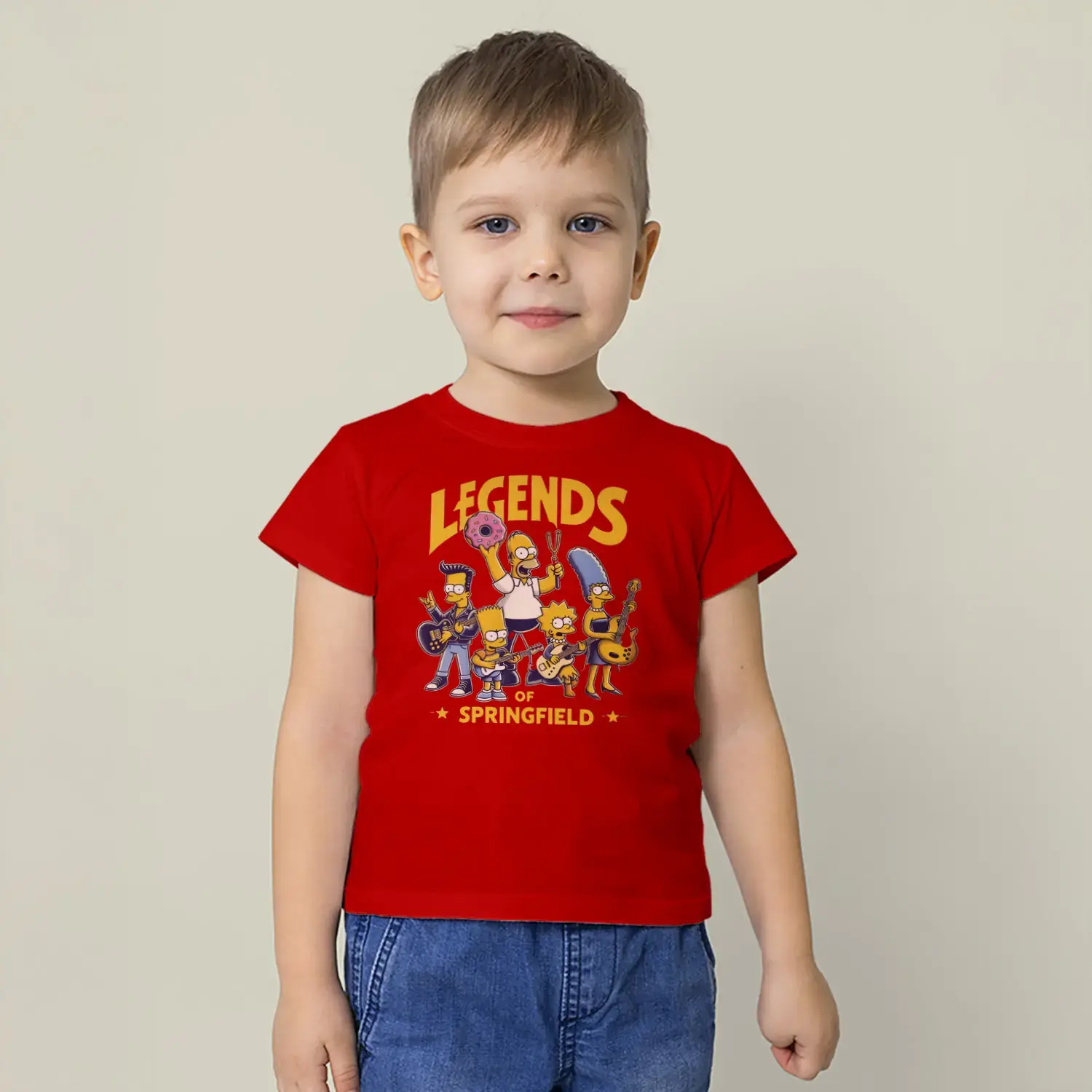 Rock Yapan Sarı Aile Karakterleri Baskılı Erkek Çocuk Tişört - Görsel 6