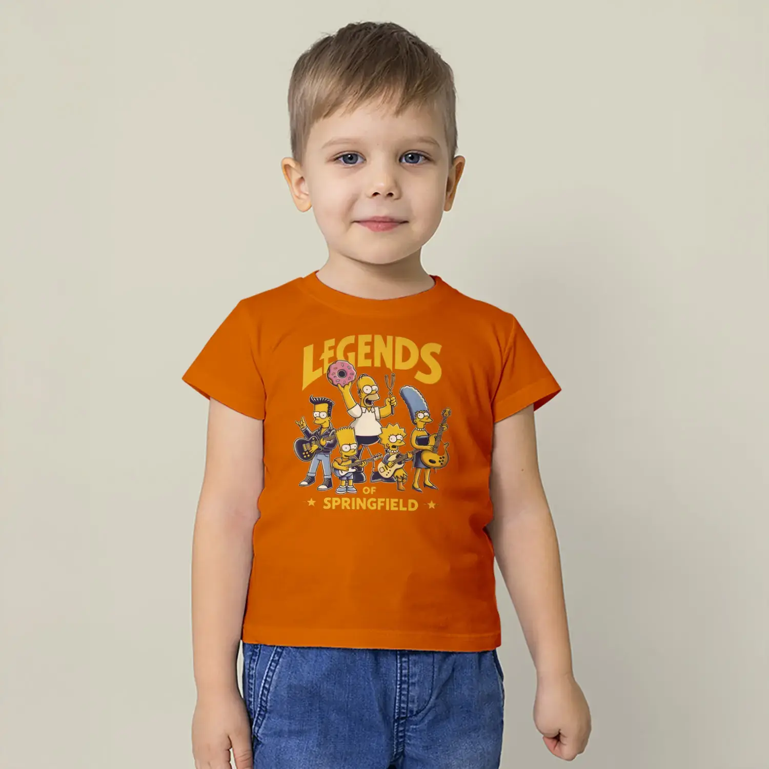 Rock Yapan Sarı Aile Karakterleri Baskılı Erkek Çocuk Tişört - Görsel 5