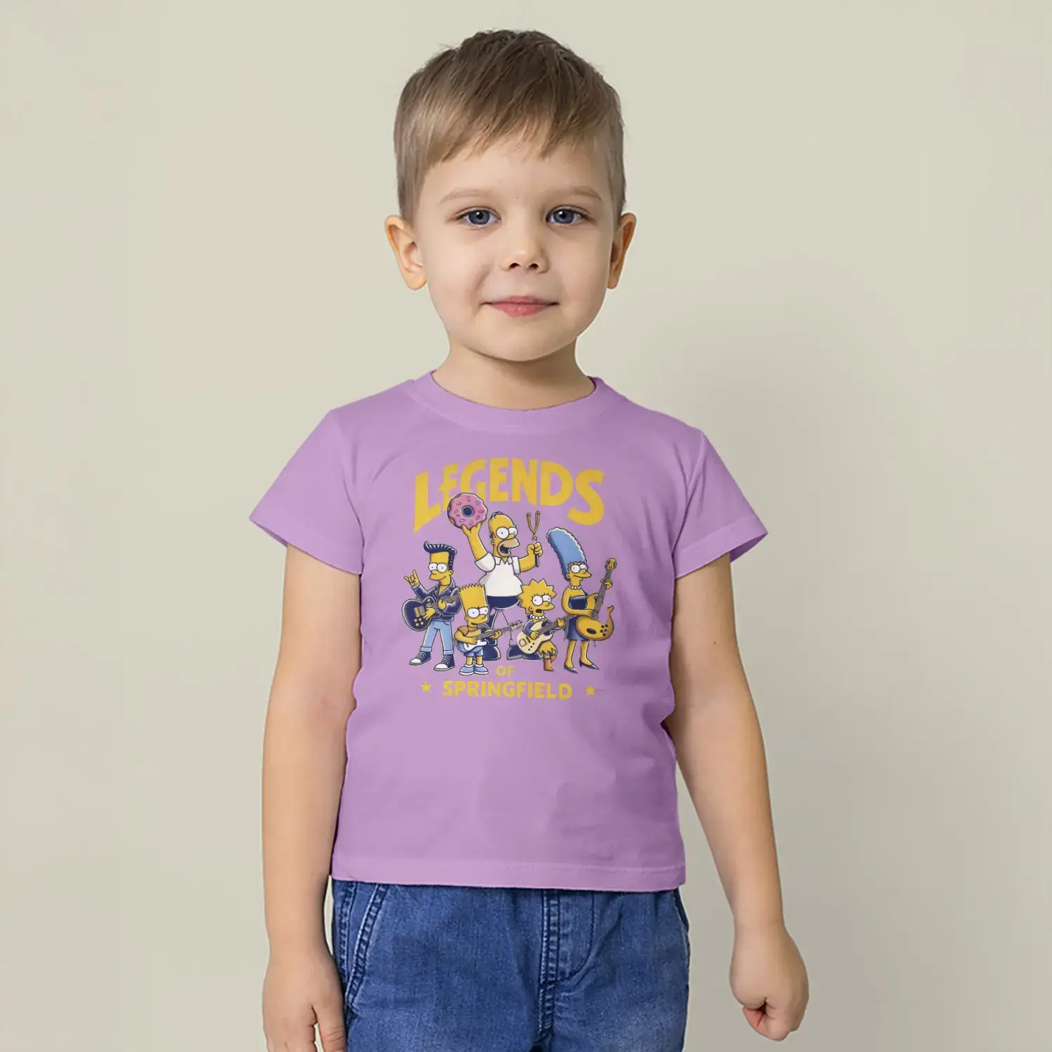 Rock Yapan Sarı Aile Karakterleri Baskılı Erkek Çocuk Tişört - Görsel 7