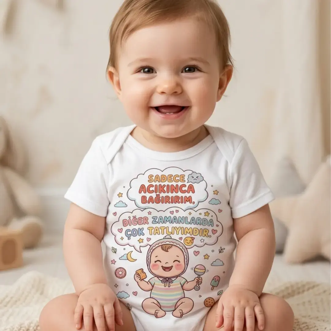 Sadece Acıkınca Bağırırım Baskılı Zıbın