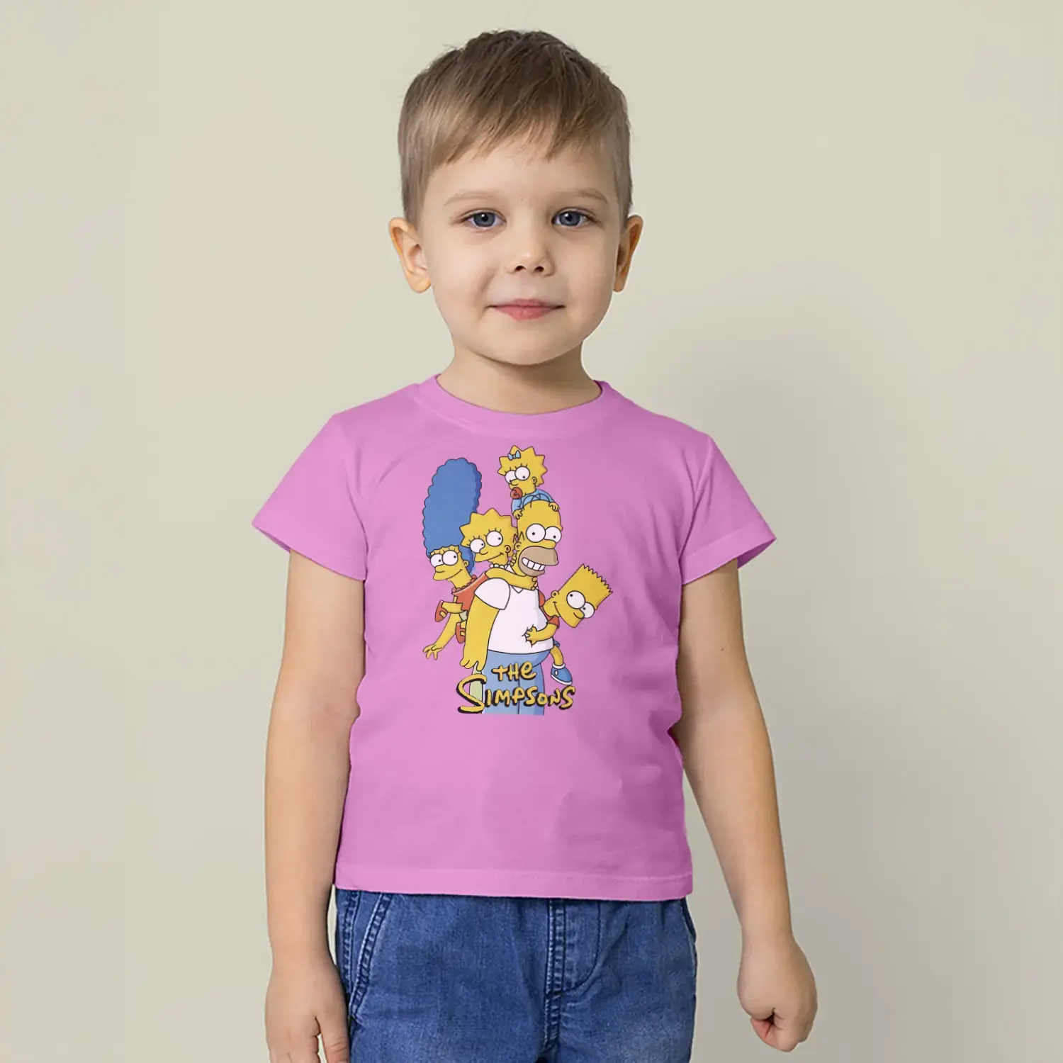 Sarı Aile Karakterleri Eğlenceli Baskılı Erkek Çocuk Tişört