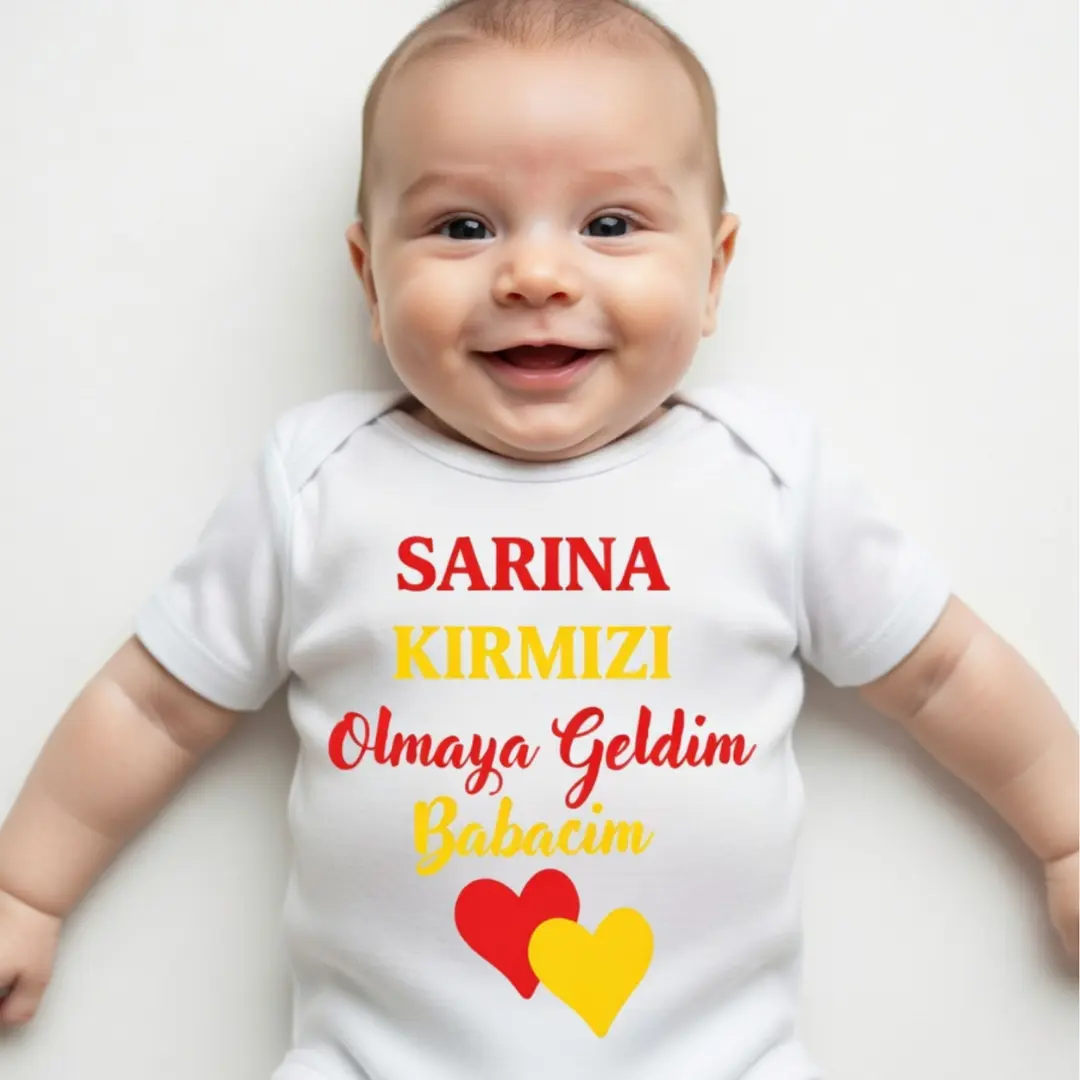 Sarina Kırmızı Olmaya Geldim Babacım Baskılı Zıbın