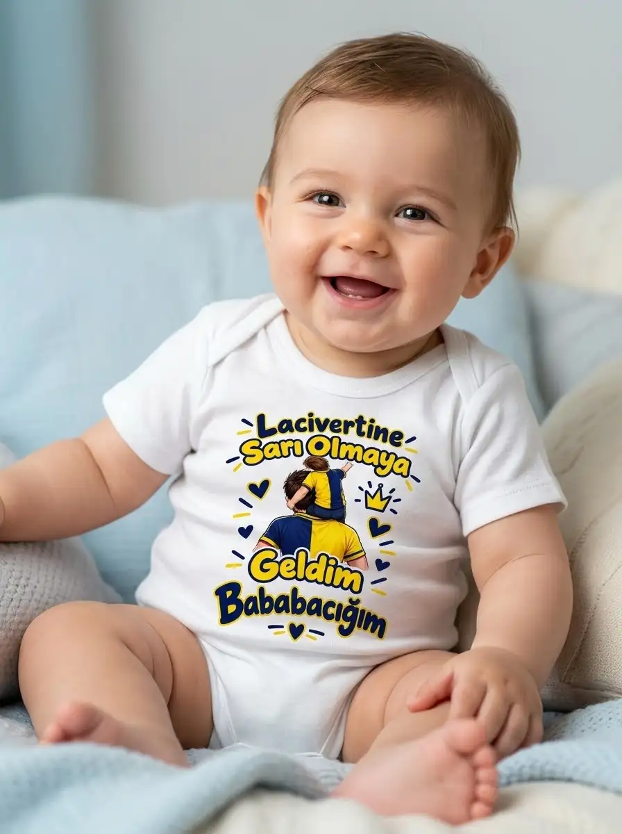 Lacivertine Sarı Olmaya Geldim Babacığım Baskılı Zıbın